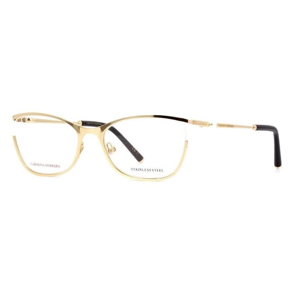 New Authentic  CAROLINA HERRERA Gold Cat Eye CH0006 J5G Glasses Women - Picture 1 of 4